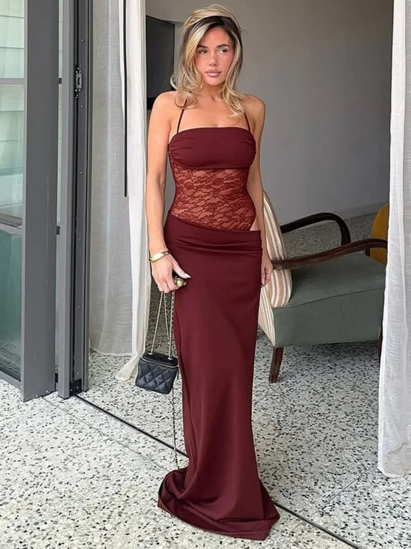 שמלת מקסי בשילוב תחרה- רובי