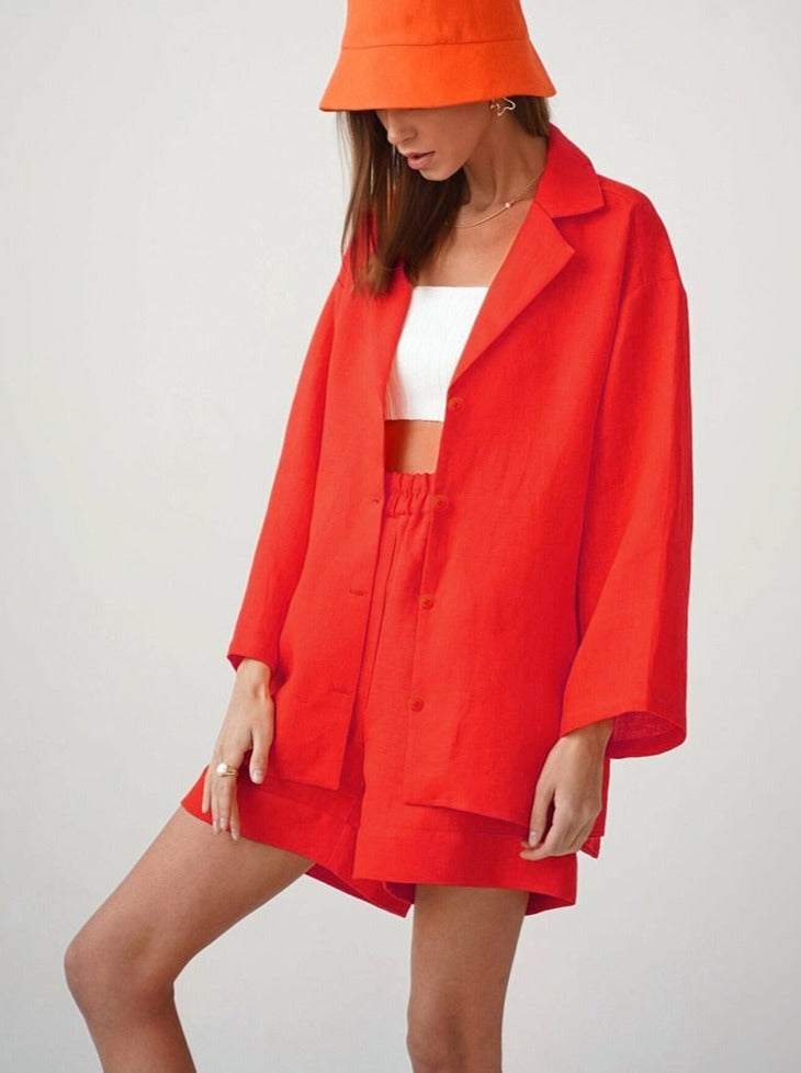 סט חולצה מכופרת ומכנסיים קצרים- גלי