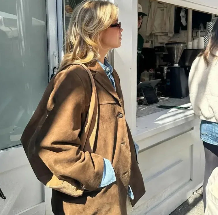 ‏ז׳קט חום - PEBBLE￼