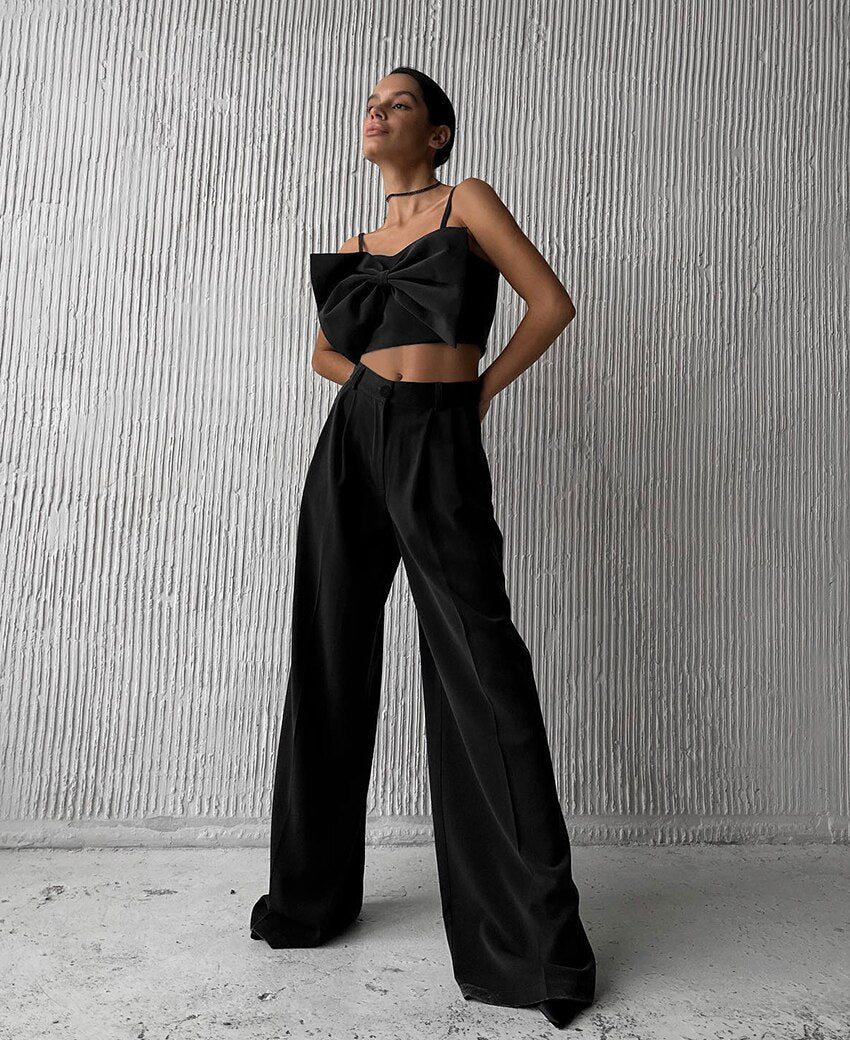 סט גופיית פפיון ומכנסיים ארוכים- פאריס