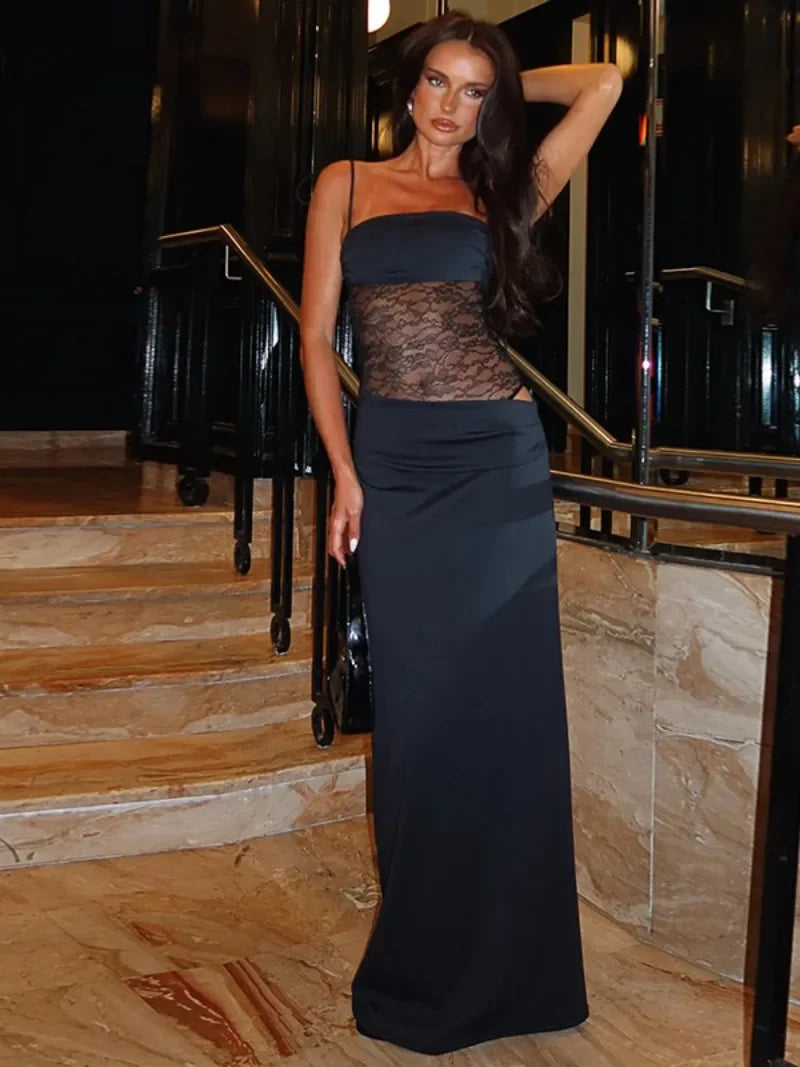 שמלת מקסי בשילוב תחרה- רובי