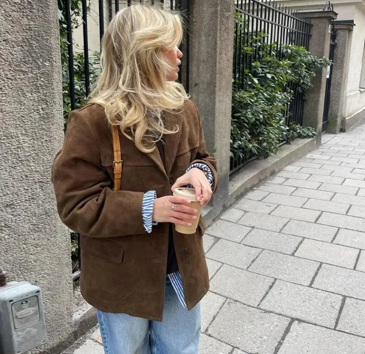 ‏ז׳קט חום - PEBBLE￼