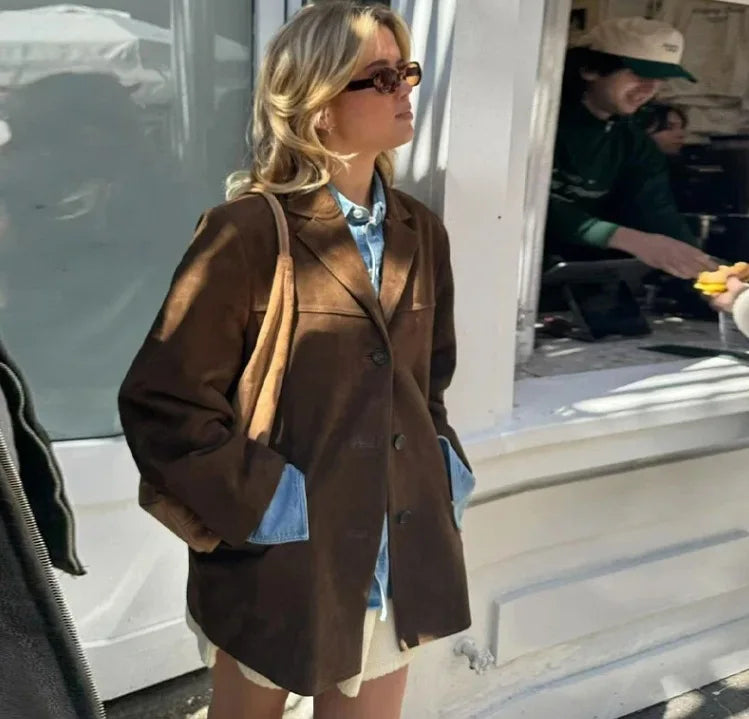 ‏ז׳קט חום - PEBBLE￼