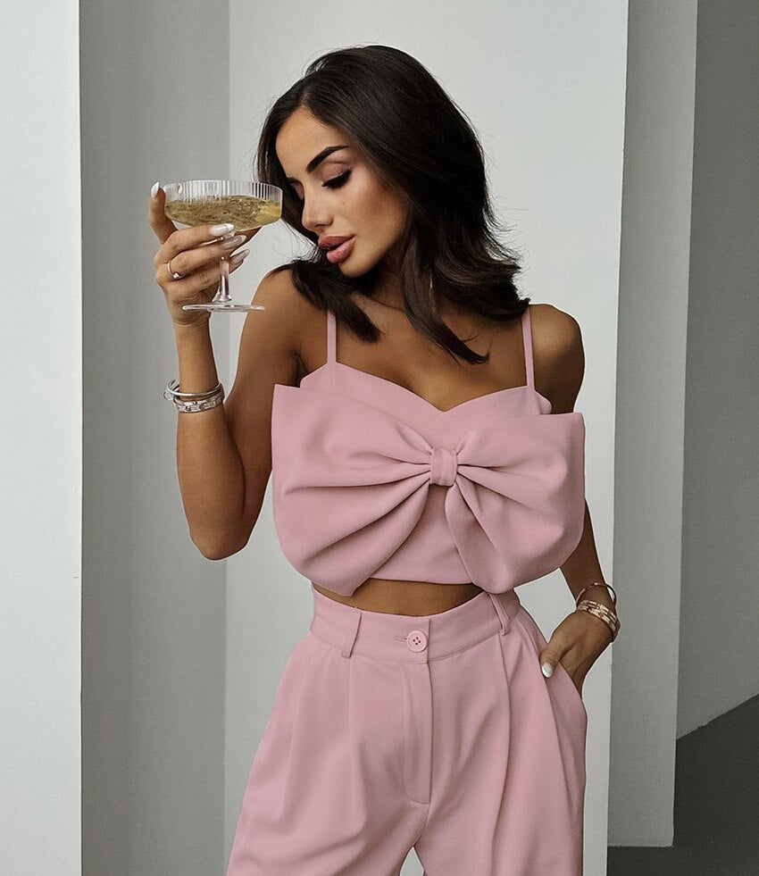 סט גופיית פפיון ומכנסיים ארוכים- פאריס